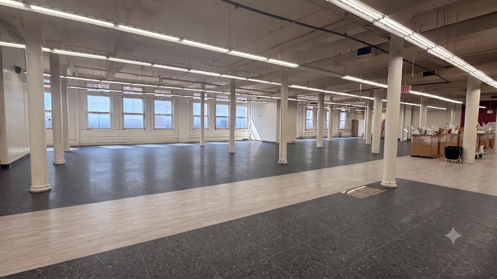 Empty distribution floor cleared and ready for handover